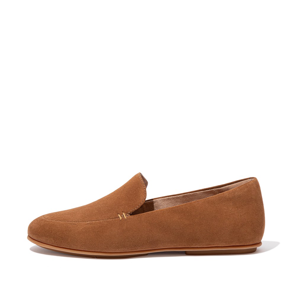 Fitflop Womens Loafers - Lena Suede - Brown - 791-ZFTWMY